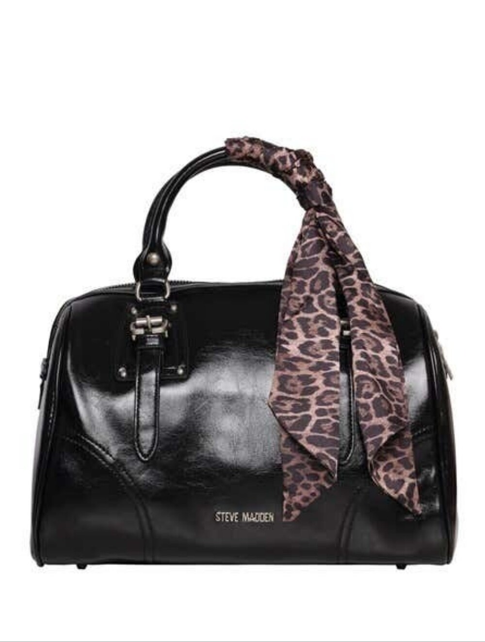Steve Madden Satchel Handbag with Leopard Scarf
